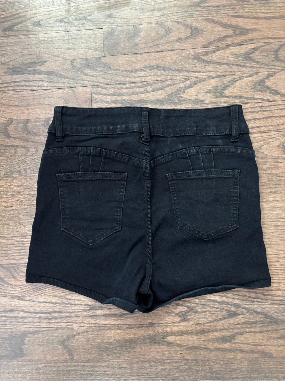 Black Rhinestone High-Rise Jean Shorts